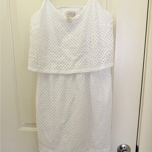 LOFT Strapless White Eyelet Dress
